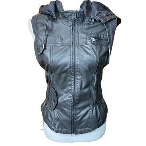 Ci Sono By Cavalini Vest Faux Leather Vegan Leather Zippers